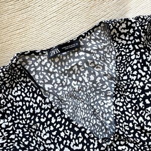 Zara Spotted Buttoned Mid-Sleeve Dress